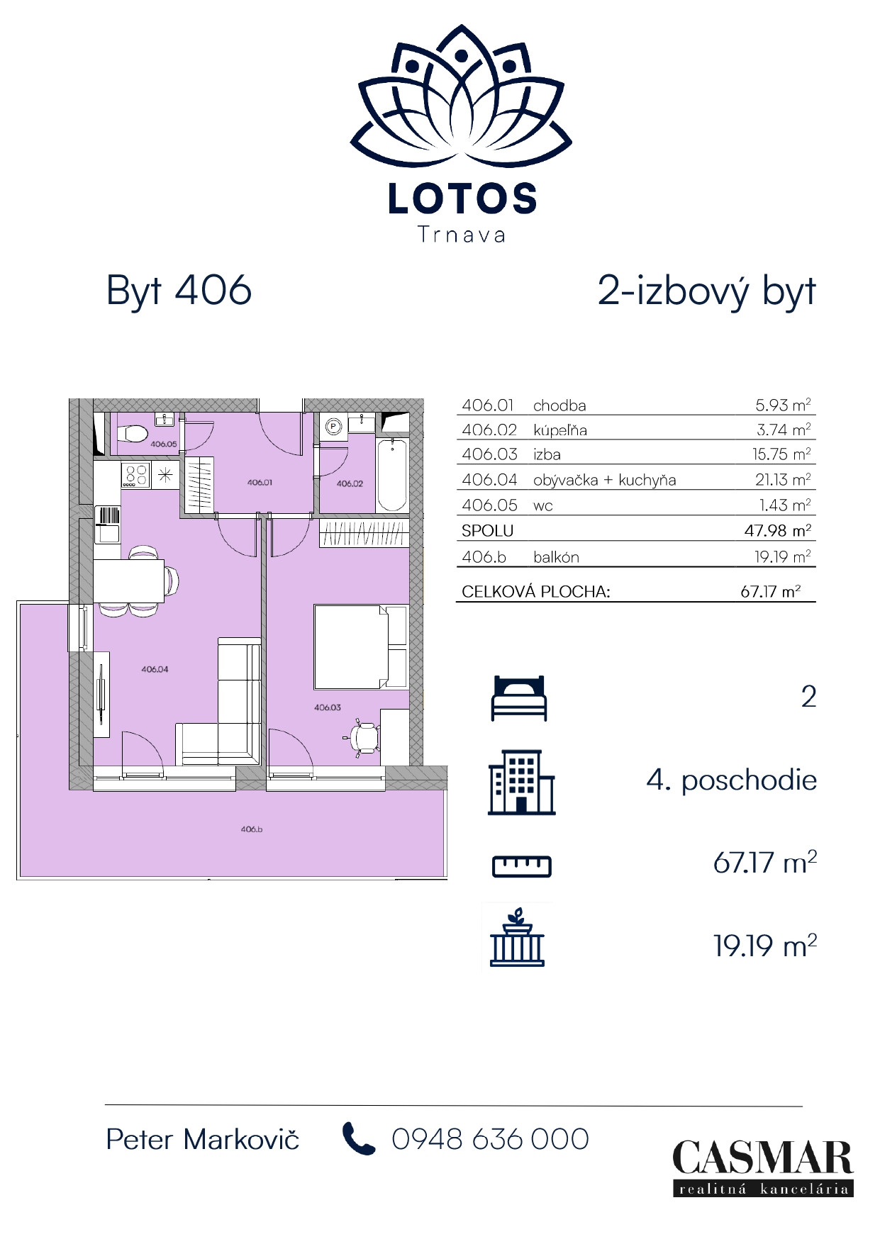 Krásne presvetlený 2-izbový byt v projekte LOTOS Trnava