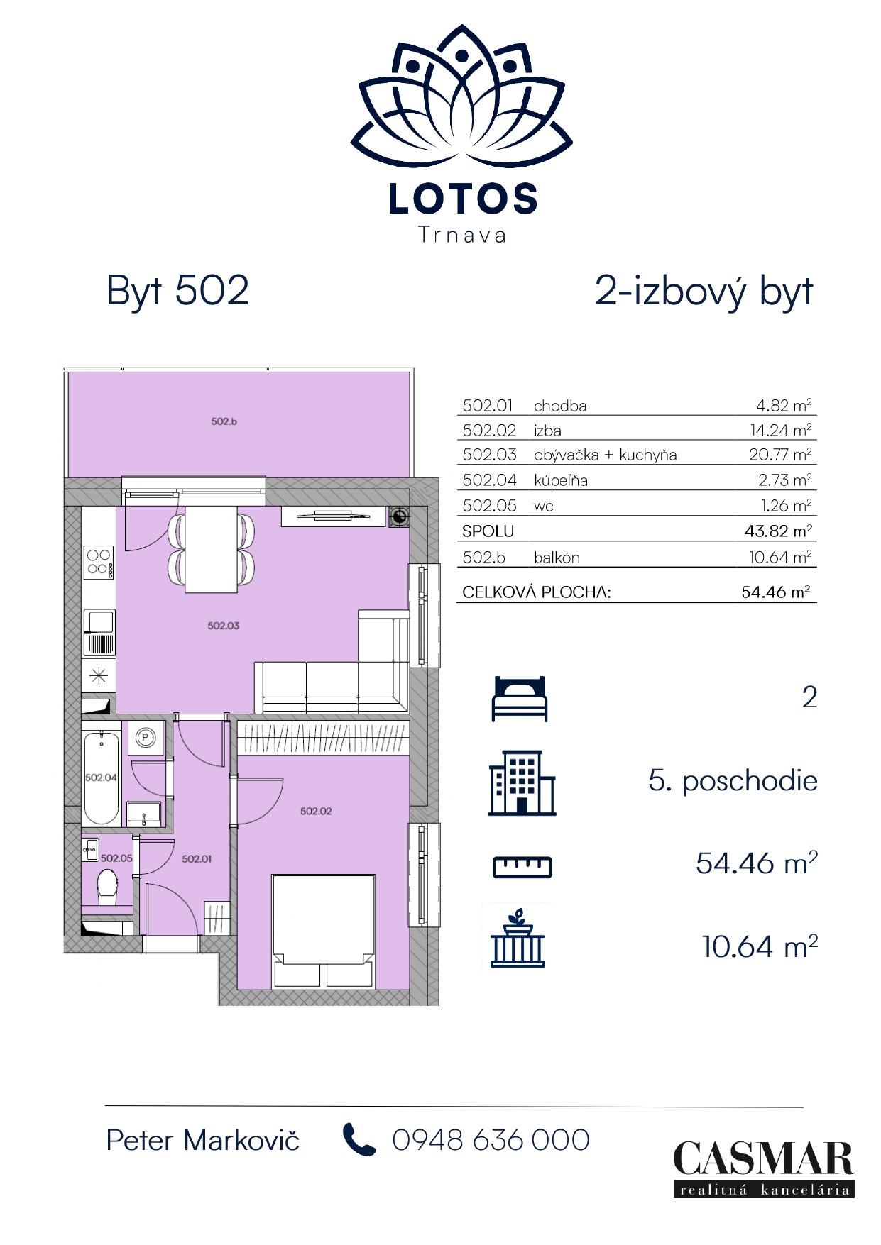 Krásne presvetlený 2-izbový byt v projekte LOTOS Trnava