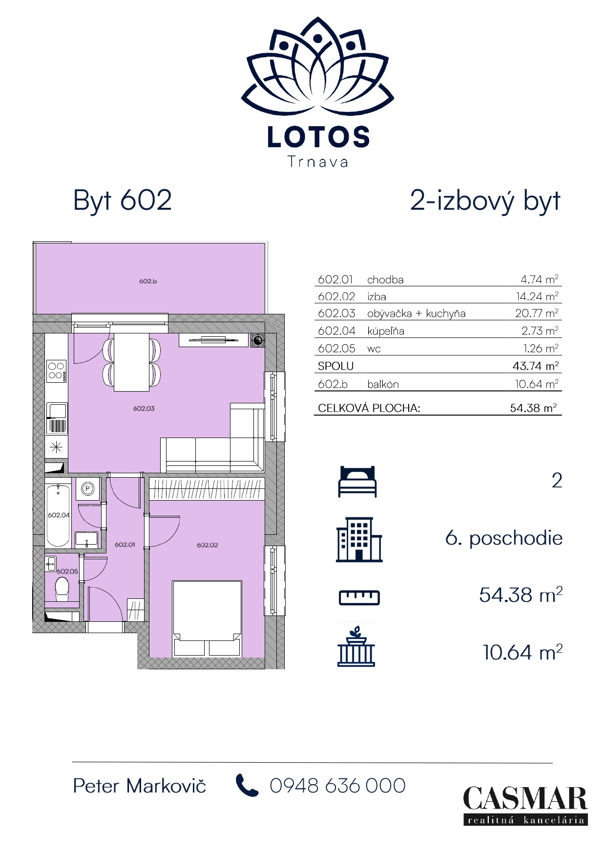Krásne presvetlený 2-izbový byt v projekte LOTOS Trnava