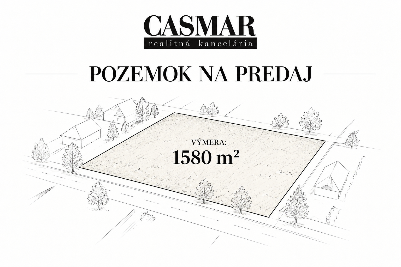 STAVEBNÝ POZEMOK V TRSTÍNE – 1 580 m² | PRI KAŠTIELI | MOŽNOSŤ VÝSTAVBY 2–3 DOMOV