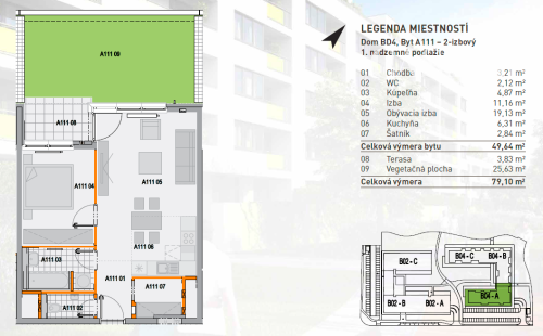 NA PREDAJ. Pekný 2izb.byt s predzáhradkou v obľúbenom projekte Arboria Park.