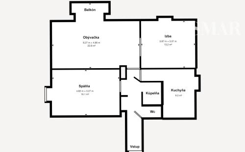 Ponúkame na predaj pekný 3-izbový byt v centre mesta Pezinok.