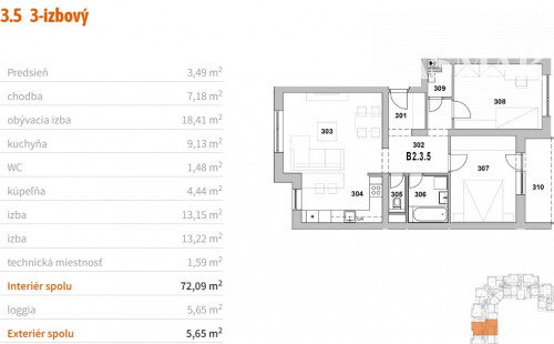 POLIANKY / B235 / Svetlý a priestranný 3-izbový byt s loggiou