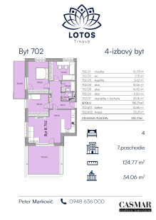 Exkluzívne 4-izbové byty s terasou – LOTOS Trnava, 7. a 8. poschodie