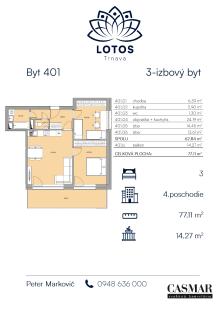 3-izbový byt s priestranným balkónom v novostavbe LOTOS Trnava